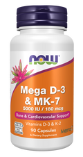 NOW Foods Mega D-3 & MK-7 120 VCaps